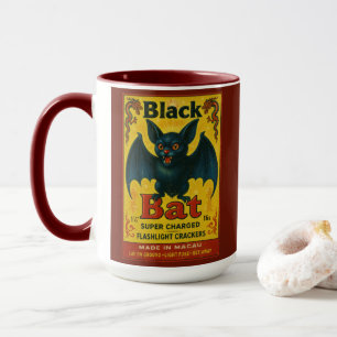 Black Bat Firecracker Vintage Mug