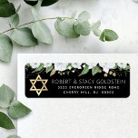 Black Bat Mitzvah Chic Gold Floral Return Address<br><div class="desc">Be proud, rejoice and celebrate this milestone of your favourite Bat Mitzvah whenever you use this sophisticated, personalized return address label! A chic, stunning, white and gold glitter floral watercolor with faux gold foil script typography and Star of David, as well as white san serif type overlay a dramatic black...</div>