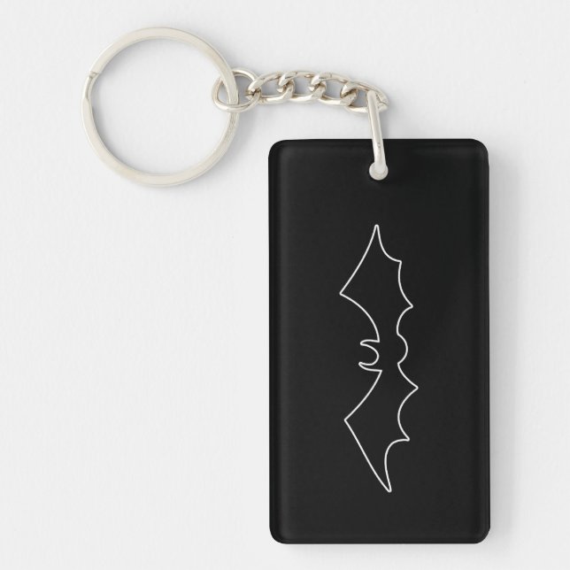 Black Bat spooky image Keychain (Front)