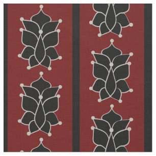 Black Batik Stripes Brick Red Fabric