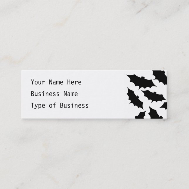 Black Bats Pattern. Mini Business Card (Front)