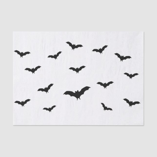 Black Bats & White Cute Halloween Party Chic Tissue Paper (Front)
