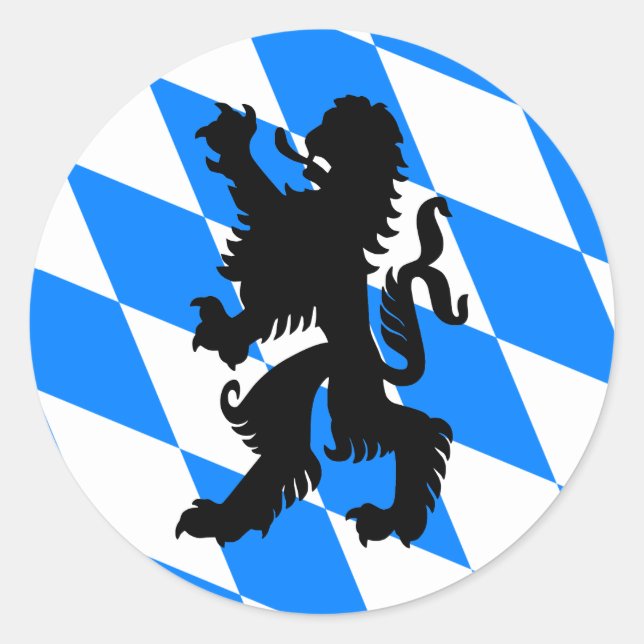 Black Bavarian Lion Classic Round Sticker (Front)