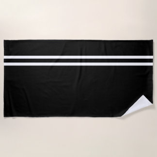 Black Beach Towel with White Lines