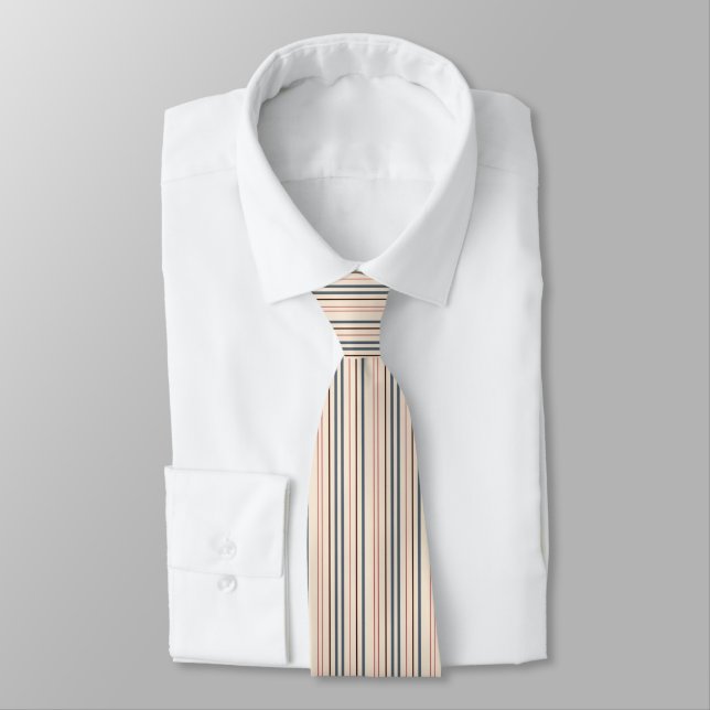 Black Bean and Coral Stripes Tie (Tied)