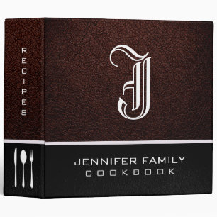 Black bean Leather Family Recipes Monogram Binder