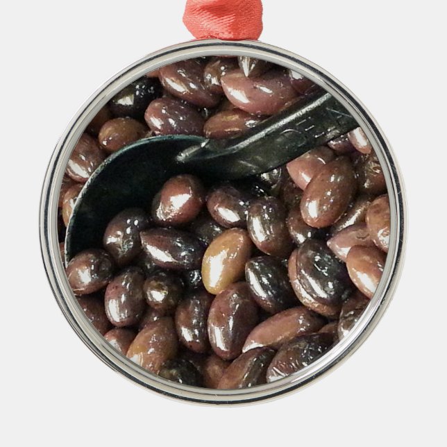 Black Beans Metal Ornament (Front)
