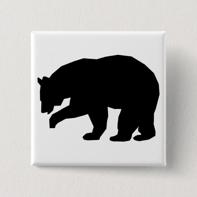 BLACK BEAR 2 INCH SQUARE BUTTON (Front)
