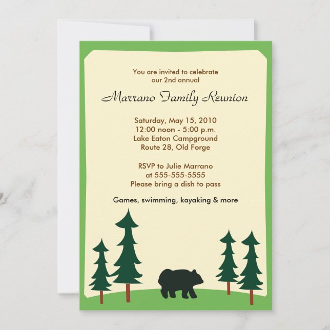 BLACK BEAR Adirondack Lodge 5x7 Party Invitation (Front)