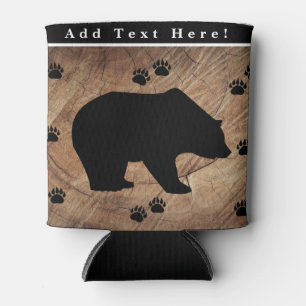 Black Bear And Bear Paws Can Cooler