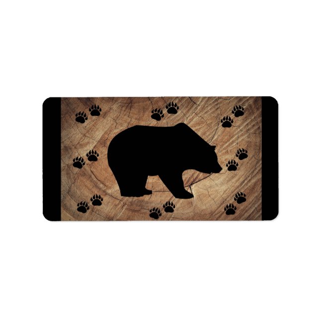 Black Bear And Bear Paws Label (Front)