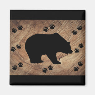 Black Bear And Bear Paws Magnet