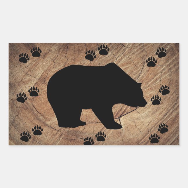 Black Bear And Bear Paws Sticker (Front)