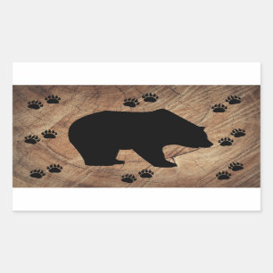 Black Bear And Bear Paws Sticker