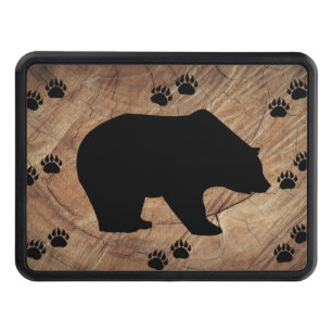 Black Bear And Bear Paws Trailer Hitch Cover