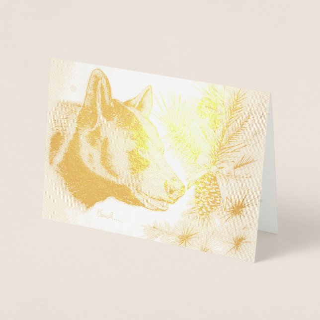 Black Bear and Christmas Tree Foil Card (Front)