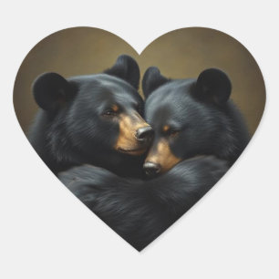 Black Bear Animal Humor Cute Bear Hug Heart Sticker