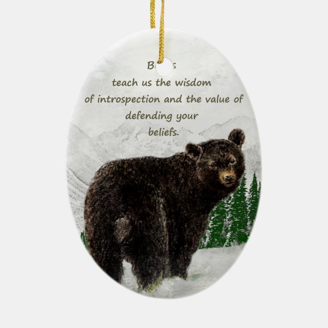 Black Bear Animal totem Inspirational Spirit Guide Ceramic Ornament (Back)