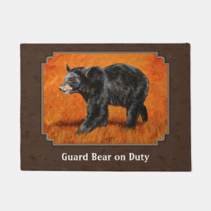 Black Bear Autumn Earth Brown Doormat