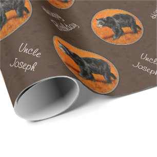 Black Bear Autumn Earth Brown Wrapping Paper