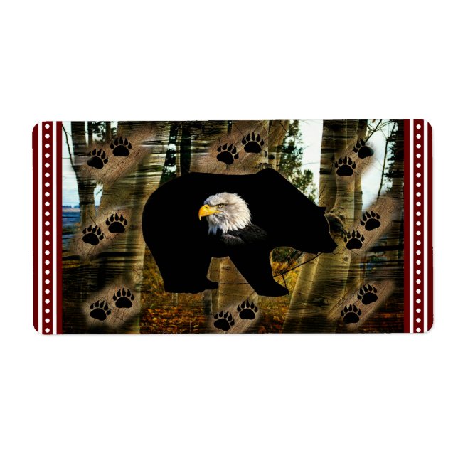 Black Bear Bald Eagle Bear Paw Prints Wilderness (Front)