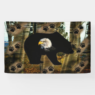 Black Bear Bald Eagle Bear Paw Prints Wilderness Banner