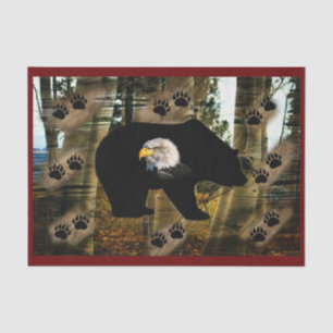 Black Bear Bald Eagle Bear Paw Prints Wilderness Tissue Paper