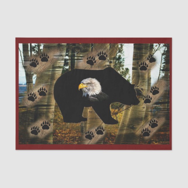 Black Bear Bald Eagle Bear Paw Prints Wilderness Tissue Paper (Front)