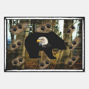 Black Bear Bald Eagle Bear Paw Prints Wilderness Wrapping Paper Sheet