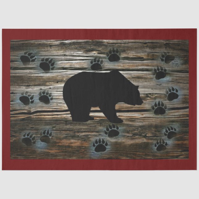 Black Bear Bear Paws Tissue Paper (Front)