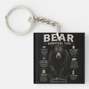 Black Bear Bear Survival Tips Vintage Outdoor Keychain