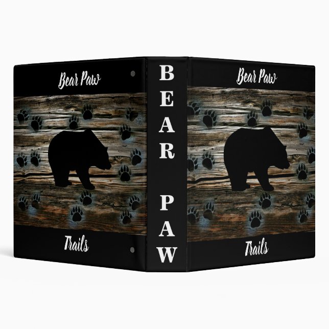 Black Bear Black Bear Paws Rustic Wood Binder (Background)