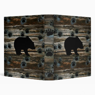 Black Bear Black Bear Paws Rustic Wood Binder