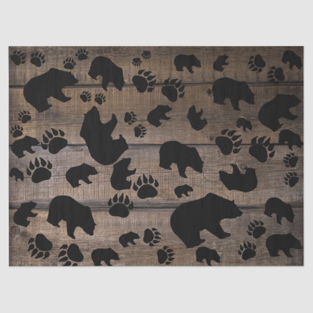 Black Bear Black Bear Paws Tissue Paper (Front)