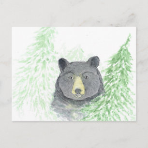 Black Bear Christmas Holiday Postcard