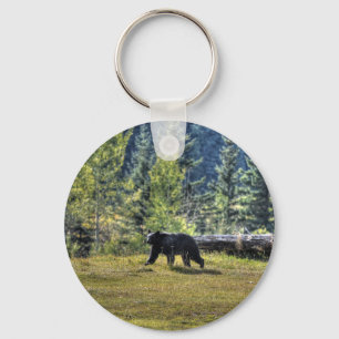 Black Bear Crossing A Ranch Pasture Keychain