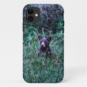 Black Bear Cub & Grasses Wildlife Photo iPhone 11 Case