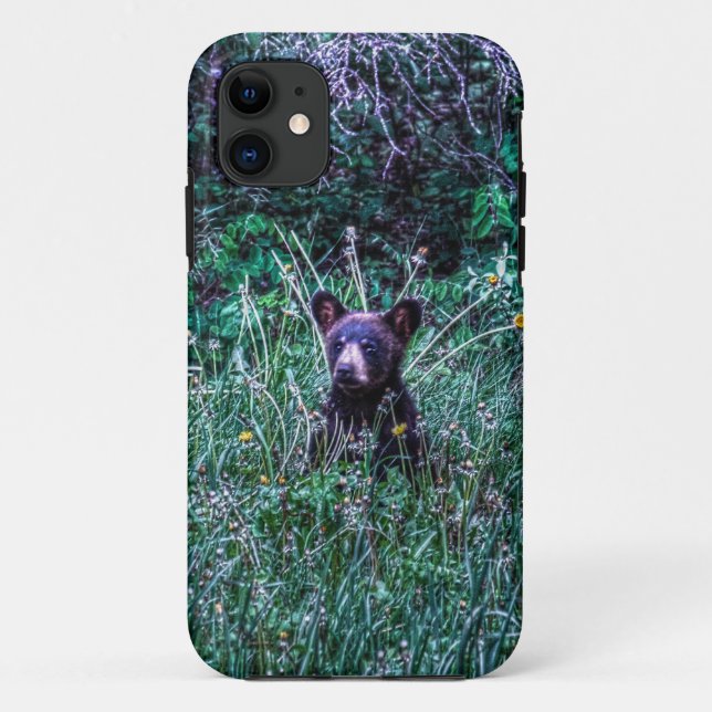 Black Bear Cub & Grasses Wildlife Photo Case-Mate iPhone Case (Back)