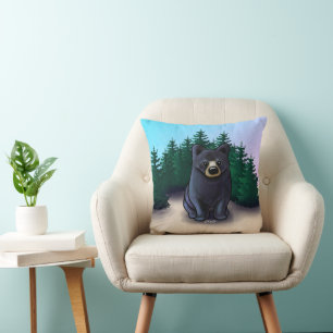Black Bear Cub Throw Pillow
