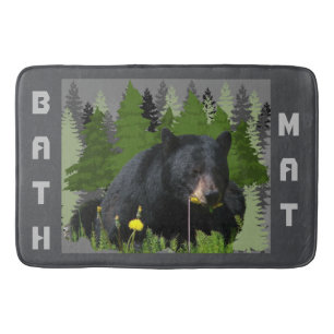 Black Bear Dandelion Bath Mat