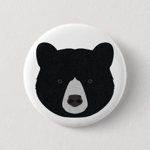 Black Bear Face 2 Inch Round Button
