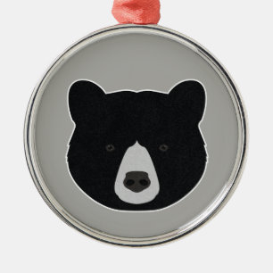 Black Bear Face Metal Ornament
