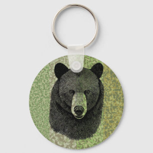 Black Bear Face original Animal art drawing Keychain