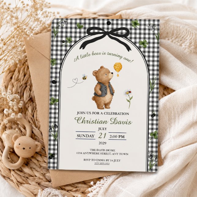 Black Bear First Birthday Invitation (Creator Uploaded)