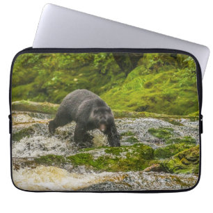 Black Bear Fishing   Qua Creek British Columbia Laptop Sleeve