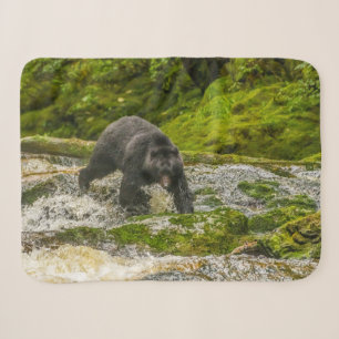 Black Bear Fishing   Qua Creek British Columbia Sherpa Blanket