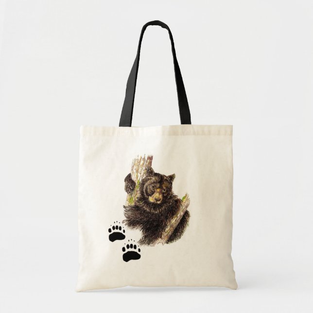 Black Bear Footprint Tote Bag (Front)