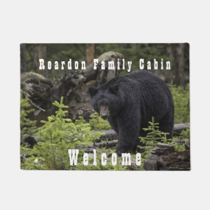 Black Bear Forest Family Cabin, Rustic, Welcome Doormat