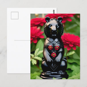 Black bear game player postcard