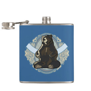 Black bear hip flask